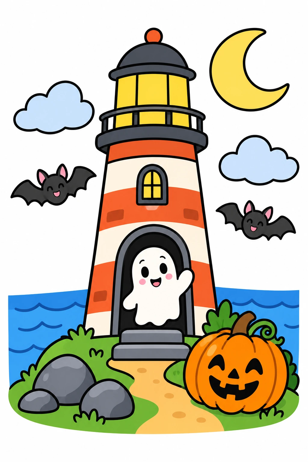 Halloween Lighthouse coloring page