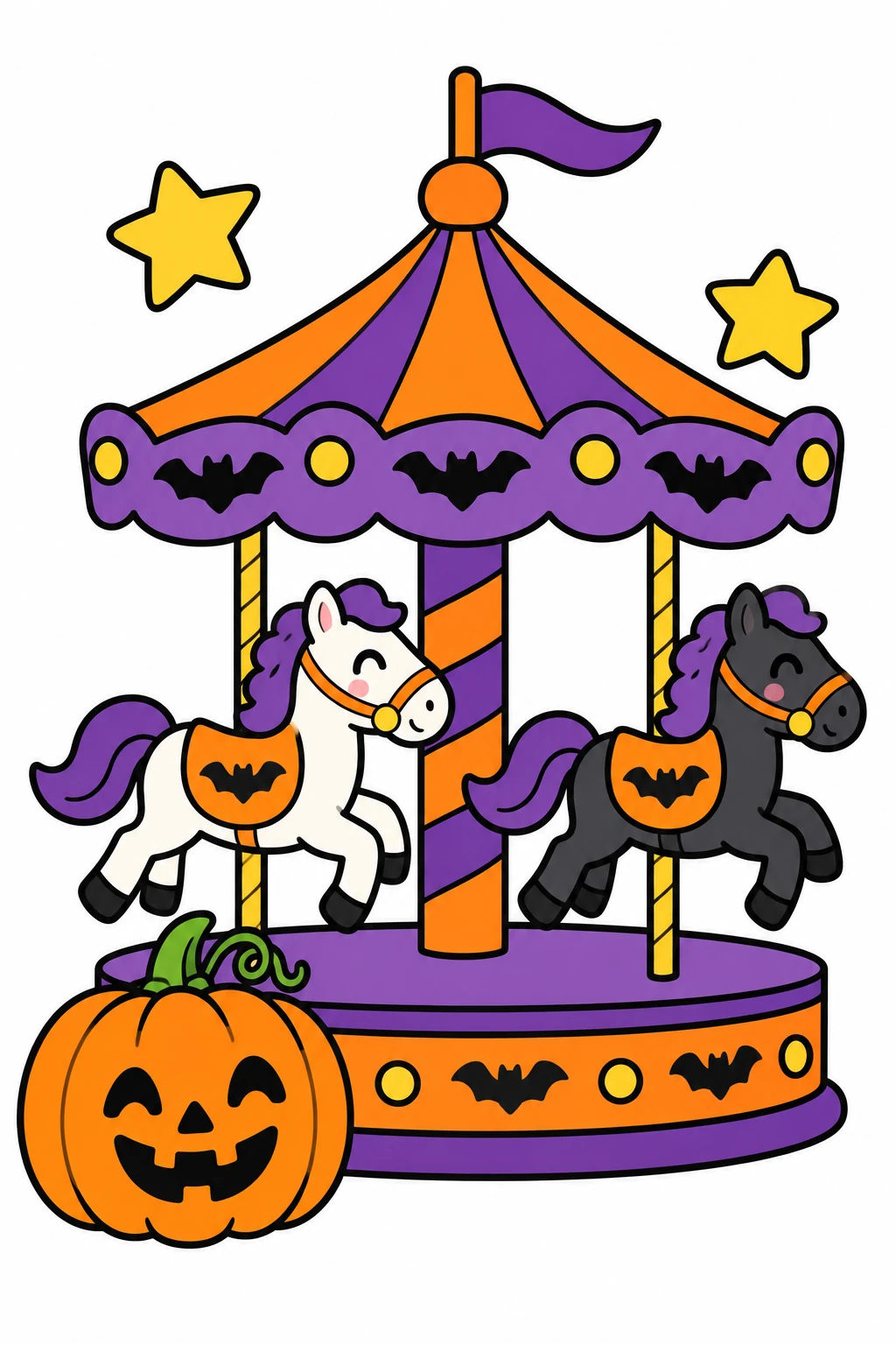 Halloween Carousel colored reference page