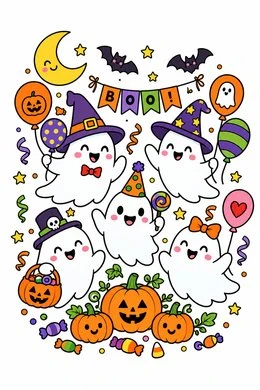Colored preview: Cute Ghost Party