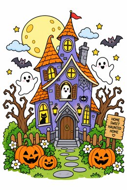 Cute Haunted House coloring page