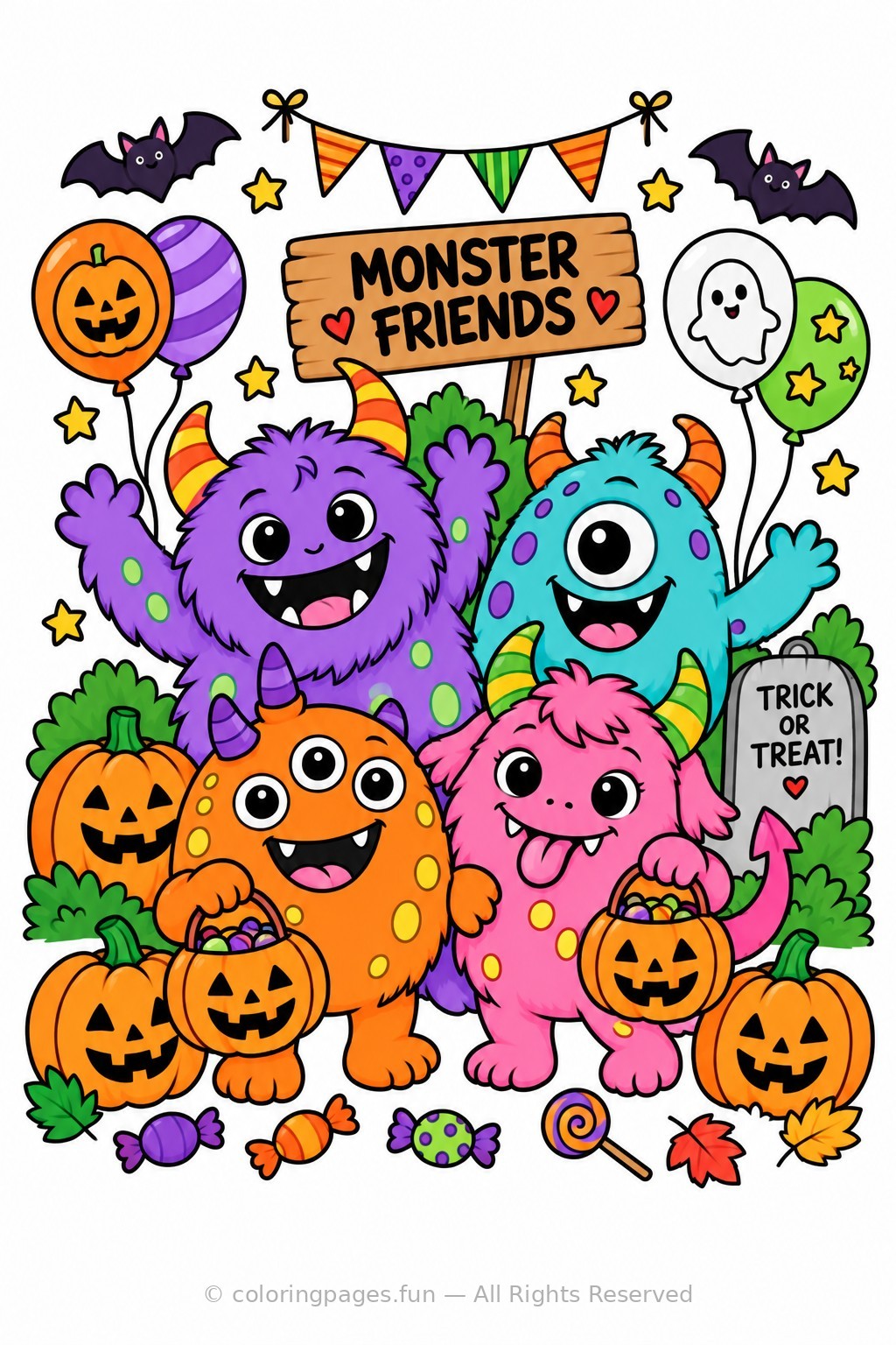 Monster Friends colored reference page
