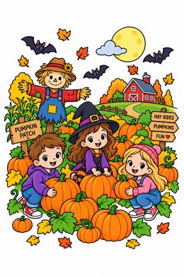 Pumpkin Patch Adventure coloring page