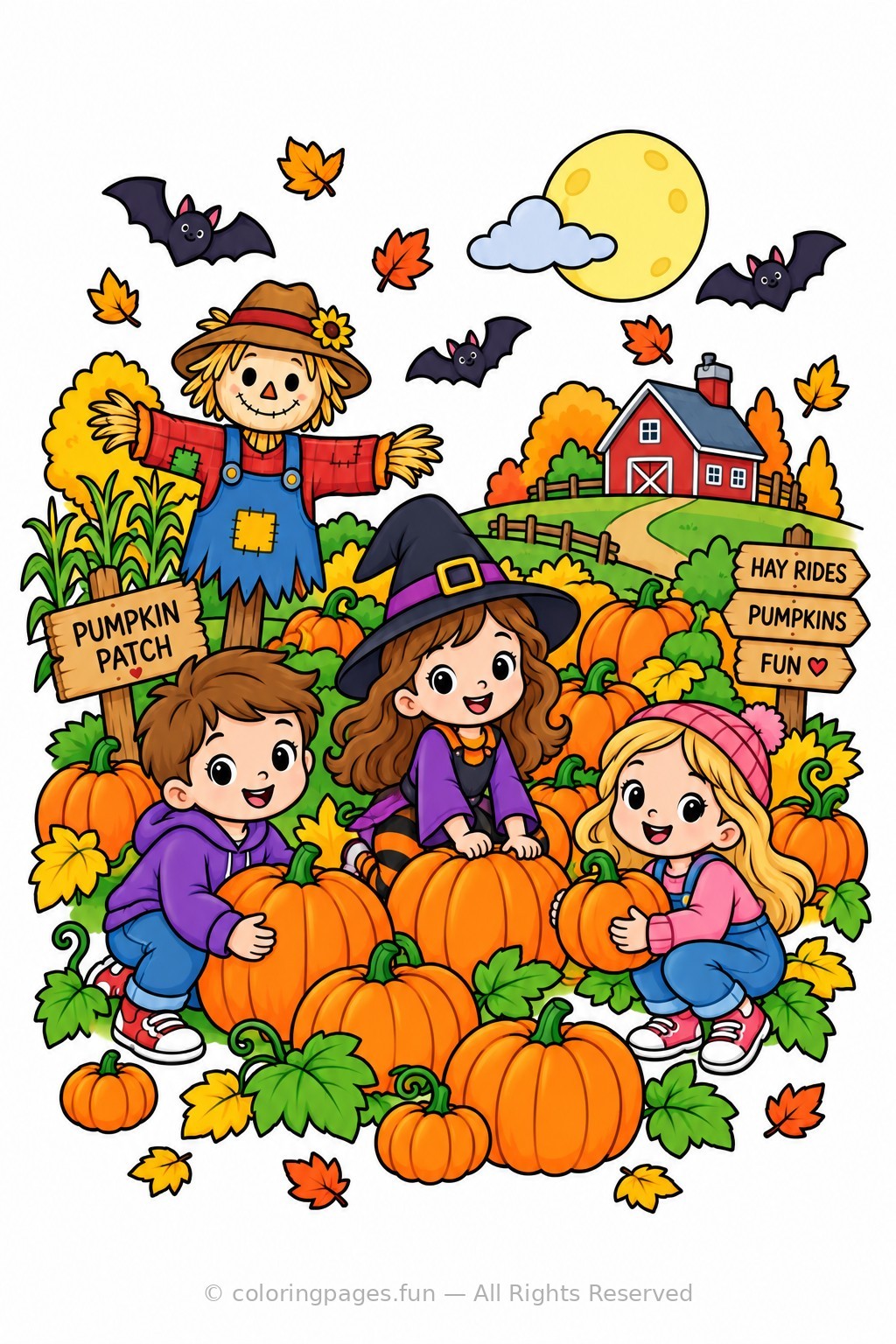 Pumpkin Patch Adventure colored reference page