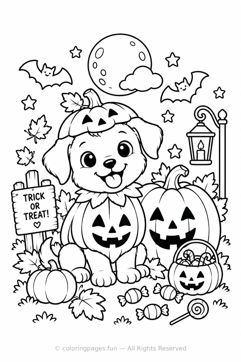 Halloween Puppy printable coloring page