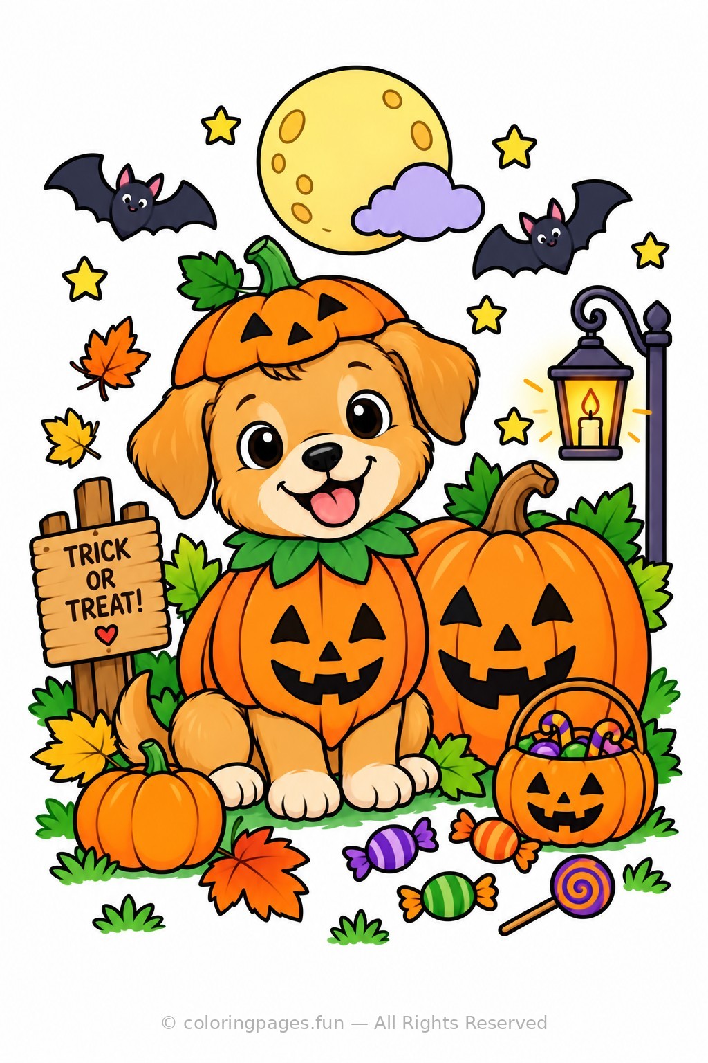 Halloween Puppy colored reference page