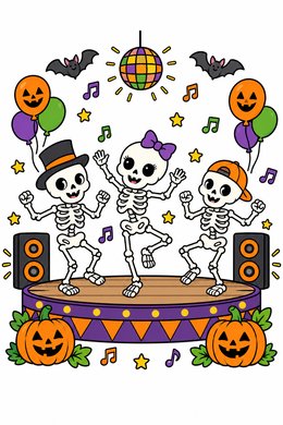 Skeleton Dance Party coloring page