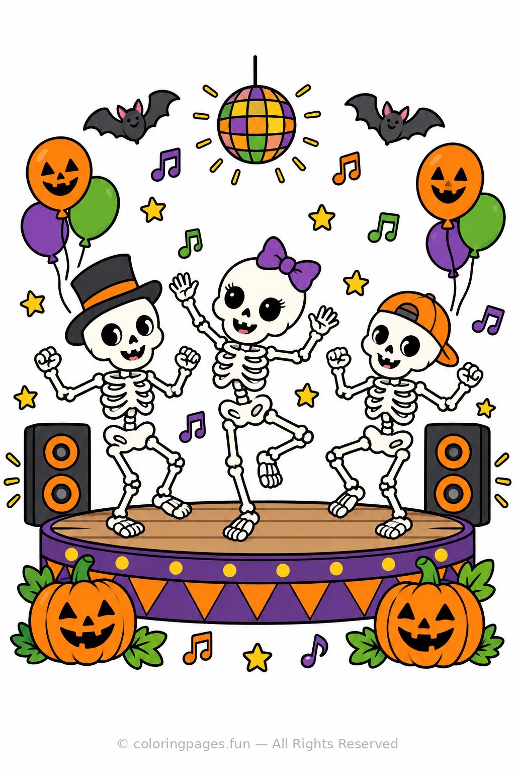 Skeleton Dance Party colored reference page