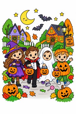 Trick-or-Treat Parade coloring page