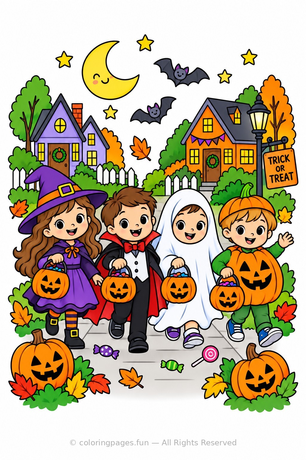 Trick-or-Treat Parade colored reference page