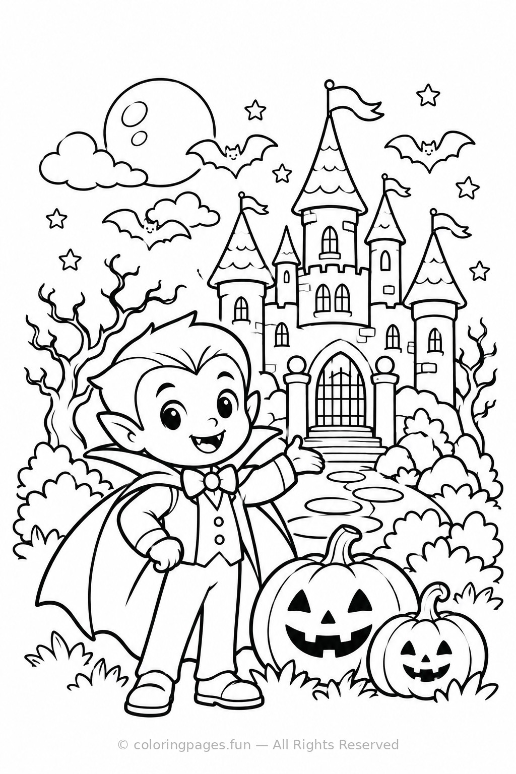 Friendly Vampire's Castle printable coloring page