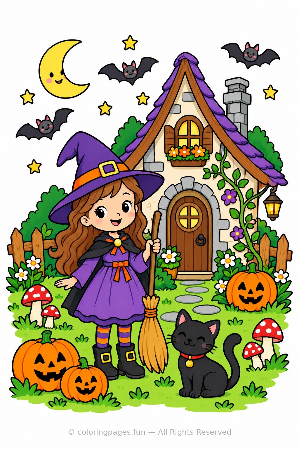 Friendly Witch's Cottage colored reference page