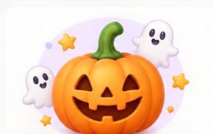 Jack-o'-lantern with two ghosts